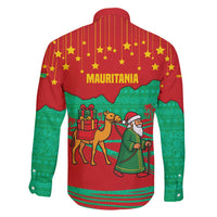 Mauritania Christmas Family Matching Short Sleeve Bodycon Dress and Hawaiian Shirt with Santa Claus Camel Gift Boxes Starry Sky and Desert Pattern Design - Wonder Print Shop