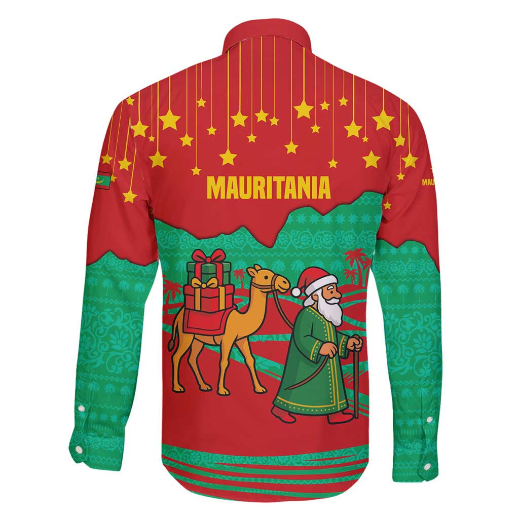 Mauritania Christmas Family Matching Summer Maxi Dress and Hawaiian Shirt with Santa Claus Camel Gift Boxes Starry Sky and Desert Pattern Design - Wonder Print Shop