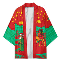 Mauritania Christmas Kimono with Santa Claus Camel Gift Boxes Starry Sky and Desert Pattern Design - Wonder Print Shop