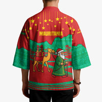 Mauritania Christmas Kimono with Santa Claus Camel Gift Boxes Starry Sky and Desert Pattern Design - Wonder Print Shop