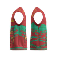 Mauritania Christmas Knitted V-Neck Vest with Santa Claus Camel Gift Boxes Starry Sky and Desert Pattern Design - Wonder Print Shop