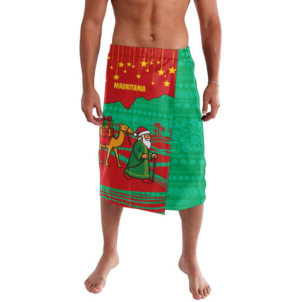 Mauritania Christmas Lavalava with Santa Claus Camel Gift Boxes Starry Sky and Desert Pattern Design - Wonder Print Shop