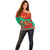 Mauritania Christmas Off Shoulder Sweater with Santa Claus Camel Gift Boxes Starry Sky and Desert Pattern Design - Wonder Print Shop