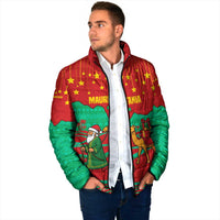 Mauritania Christmas Padded Jacket with Santa Claus Camel Gift Boxes Starry Sky and Desert Pattern Design - Wonder Print Shop