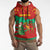 Mauritania Christmas Sleeveless Hoodie with Santa Claus Camel Gift Boxes Starry Sky and Desert Pattern Design - Wonder Print Shop