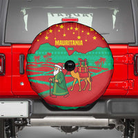 Mauritania Christmas Spare Tire Cover with Santa Claus Camel Gift Boxes Starry Sky and Desert Pattern Design - Wonder Print Shop
