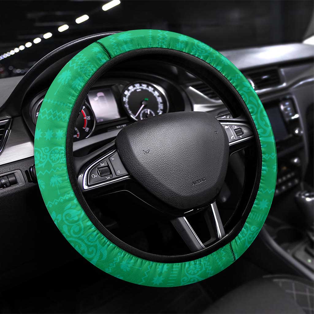 Mauritania Christmas Steering Wheel Cover with Santa Claus Camel Gift Boxes Starry Sky and Desert Pattern Design - Wonder Print Shop