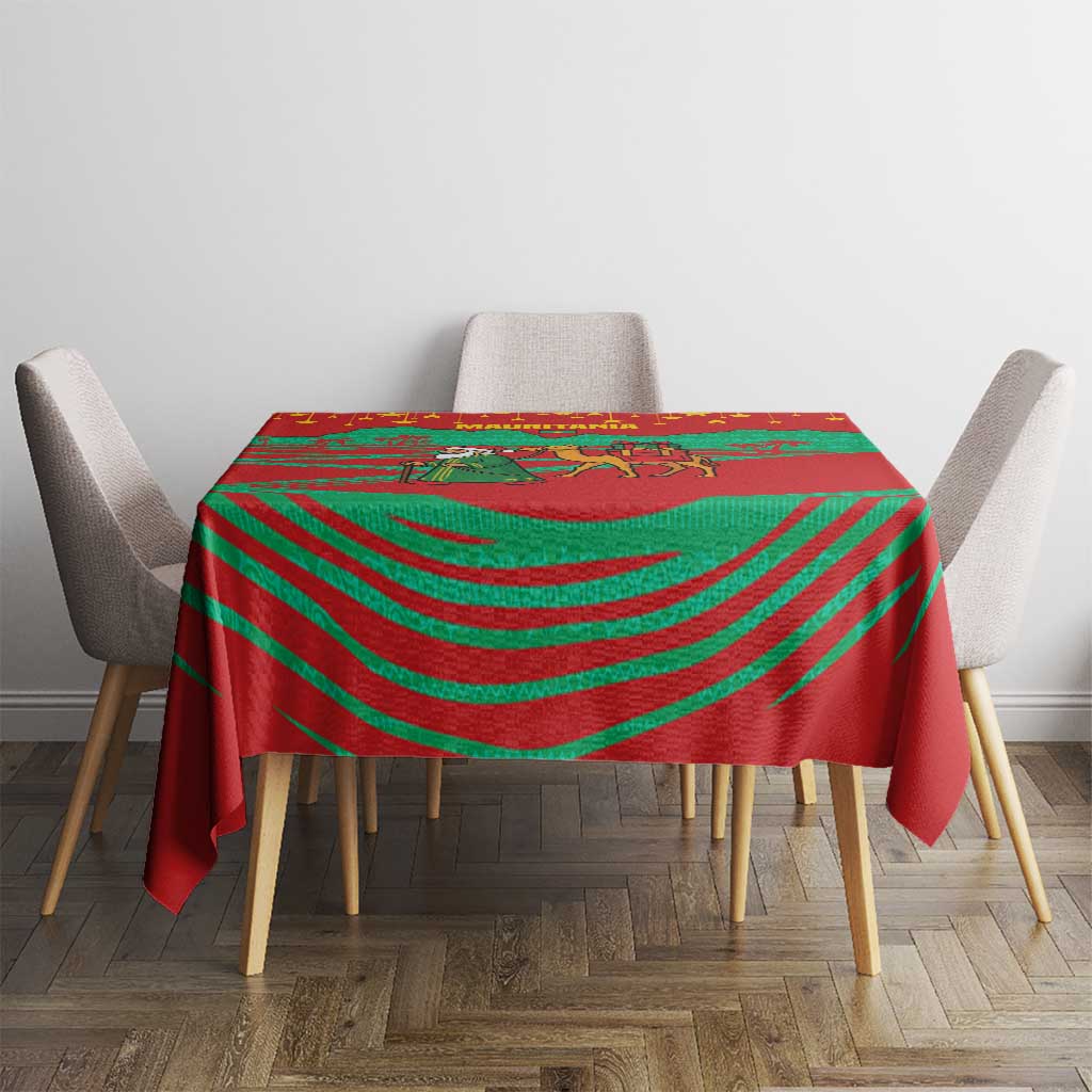 Mauritania Christmas Tablecloth with Santa Claus Camel Gift Boxes Starry Sky and Desert Pattern Design - Wonder Print Shop