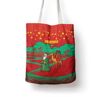 Mauritania Christmas Tote Bag with Santa Claus Camel Gift Boxes Starry Sky and Desert Pattern Design - Wonder Print Shop