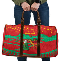 Mauritania Christmas Travel Bag with Santa Claus Camel Gift Boxes Starry Sky and Desert Pattern Design - Wonder Print Shop