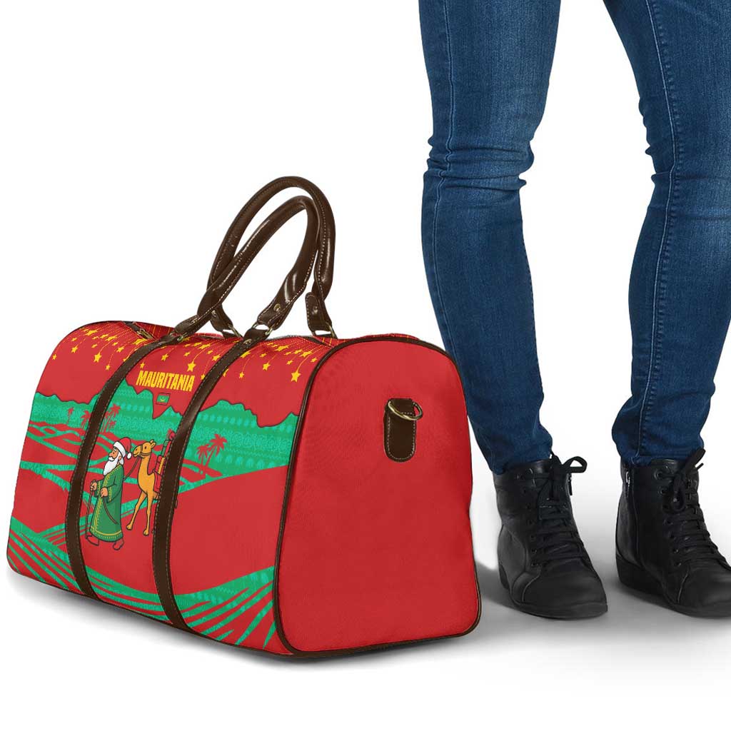 Mauritania Christmas Travel Bag with Santa Claus Camel Gift Boxes Starry Sky and Desert Pattern Design - Wonder Print Shop