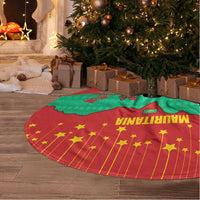Mauritania Christmas Tree Skirt with Santa Claus Camel Gift Boxes Starry Sky and Desert Pattern Design - Wonder Print Shop