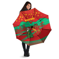 Mauritania Christmas Umbrella with Santa Claus Camel Gift Boxes Starry Sky and Desert Pattern Design - Wonder Print Shop
