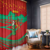 Mauritania Christmas Window Curtain with Santa Claus Camel Gift Boxes Starry Sky and Desert Pattern Design - Wonder Print Shop