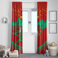 Mauritania Christmas Window Curtain with Santa Claus Camel Gift Boxes Starry Sky and Desert Pattern Design - Wonder Print Shop
