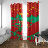 Mauritania Christmas Window Curtain with Santa Claus Camel Gift Boxes Starry Sky and Desert Pattern Design - Wonder Print Shop
