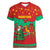 Mauritania Christmas Women V-Neck T-Shirt with Santa Claus Camel Gift Boxes Starry Sky and Desert Pattern Design - Wonder Print Shop
