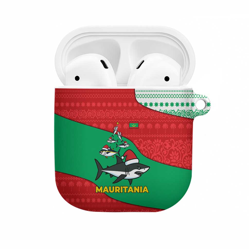 Mauritania Christmas AirPods Case with Santa Sharks Festive Fish Pattern and Red Green Holiday Design - Wonder Print Shop