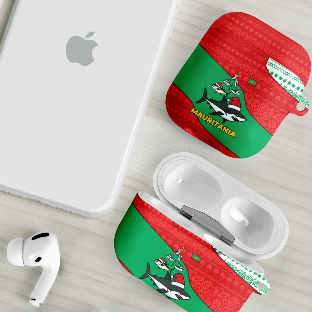 Mauritania Christmas AirPods Case with Santa Sharks Festive Fish Pattern and Red Green Holiday Design - Wonder Print Shop
