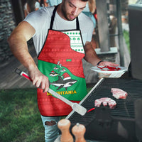 Mauritania Christmas Apron with Santa Sharks Festive Fish Pattern and Red Green Holiday Design - Wonder Print Shop