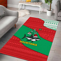 Mauritania Christmas Area Rug with Santa Sharks Festive Fish Pattern and Red Green Holiday Design - Wonder Print Shop