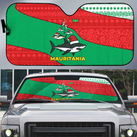 Mauritania Christmas Auto Sun Shade with Santa Sharks Festive Fish Pattern and Red Green Holiday Design - Wonder Print Shop