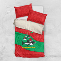 Mauritania Christmas Bedding Set with Santa Sharks Festive Fish Pattern and Red Green Holiday Design - Wonder Print Shop