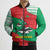 Mauritania Christmas Bomber Puffer Jacket with Santa Sharks Festive Fish Pattern and Red Green Holiday Design - Wonder Print Shop