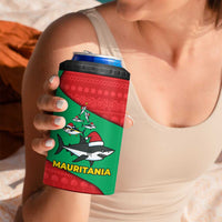Mauritania Christmas 4 in 1 Can Cooler Tumbler with Santa Sharks Festive Fish Pattern and Red Green Holiday Design - Wonder Print Shop