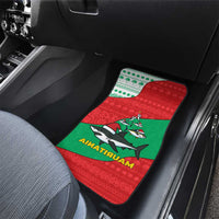 Mauritania Christmas Car Mats with Santa Sharks Festive Fish Pattern and Red Green Holiday Design - Wonder Print Shop