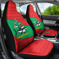 Mauritania Christmas Car Seat Cover with Santa Sharks Festive Fish Pattern and Red Green Holiday Design - Wonder Print Shop