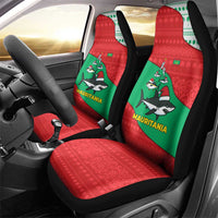Mauritania Christmas Car Seat Cover with Santa Sharks Festive Fish Pattern and Red Green Holiday Design - Wonder Print Shop