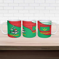 Mauritania Christmas Ceramic Mug with Santa Sharks Festive Fish Pattern and Red Green Holiday Design - Wonder Print Shop