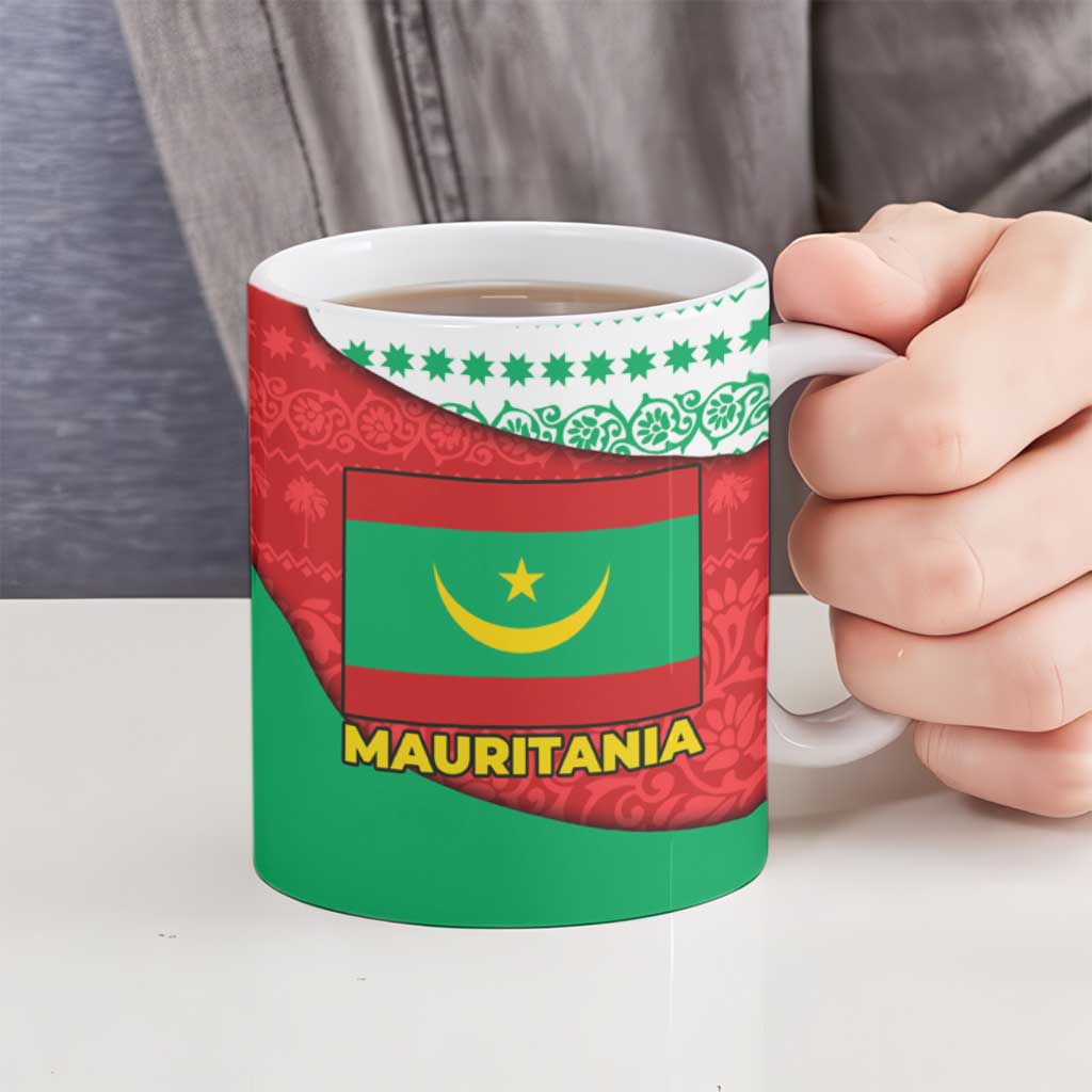 Mauritania Christmas Ceramic Mug with Santa Sharks Festive Fish Pattern and Red Green Holiday Design - Wonder Print Shop