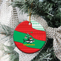 Mauritania Christmas Ceramic Ornament with Santa Sharks Festive Fish Pattern and Red Green Holiday Design - Wonder Print Shop