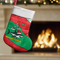 Mauritania Christmas Stocking with Santa Sharks Festive Fish Pattern and Red Green Holiday Design - Wonder Print Shop