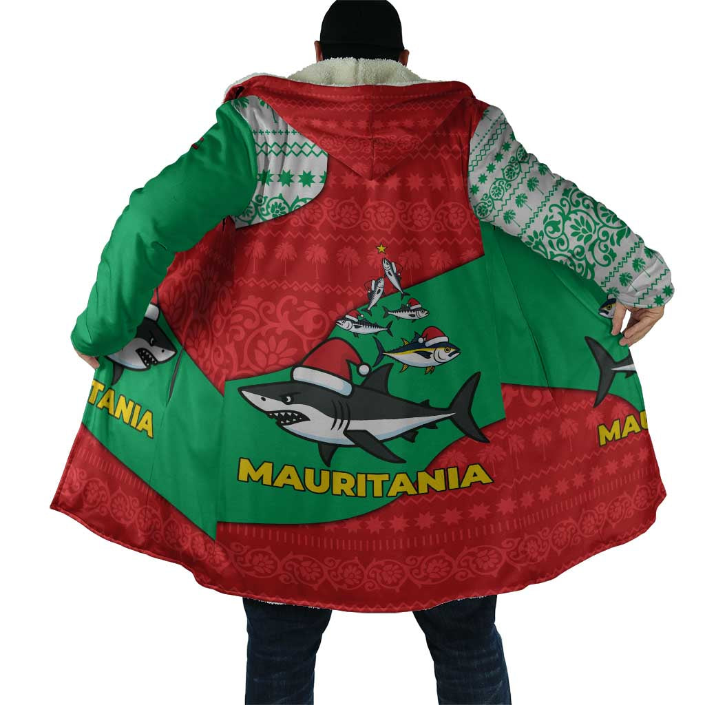 Mauritania Christmas Cloak with Santa Sharks Festive Fish Pattern and Red Green Holiday Design - Wonder Print Shop