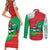 Mauritania Christmas Couples Matching Short Sleeve Bodycon Dress and Long Sleeve Button Shirt with Santa Sharks Festive Fish Pattern and Red Green Holiday Design - Wonder Print Shop
