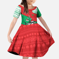Mauritania Christmas Family Matching Long Sleeve Bodycon Dress and Hawaiian Shirt with Santa Sharks Festive Fish Pattern and Red Green Holiday Design - Wonder Print Shop