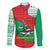 Mauritania Christmas Family Matching Short Sleeve Bodycon Dress and Hawaiian Shirt with Santa Sharks Festive Fish Pattern and Red Green Holiday Design - Wonder Print Shop