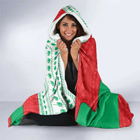 Mauritania Christmas Hooded Blanket with Santa Sharks Festive Fish Pattern and Red Green Holiday Design - Wonder Print Shop