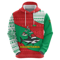 Mauritania Christmas Hoodie with Santa Sharks Festive Fish Pattern and Red Green Holiday Design - Wonder Print Shop