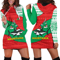 Mauritania Christmas Hoodie Dress with Santa Sharks Festive Fish Pattern and Red Green Holiday Design - Wonder Print Shop