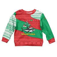 Mauritania Christmas Kid Ugly Christmas Sweater with Santa Sharks Festive Fish Pattern and Red Green Holiday Design - Wonder Print Shop