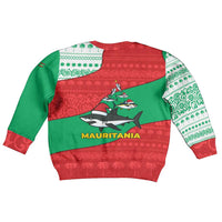 Mauritania Christmas Kid Ugly Christmas Sweater with Santa Sharks Festive Fish Pattern and Red Green Holiday Design - Wonder Print Shop