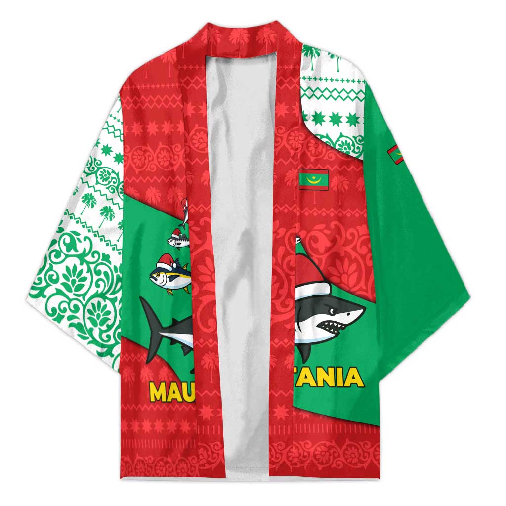 Mauritania Christmas Kimono with Santa Sharks Festive Fish Pattern and Red Green Holiday Design - Wonder Print Shop