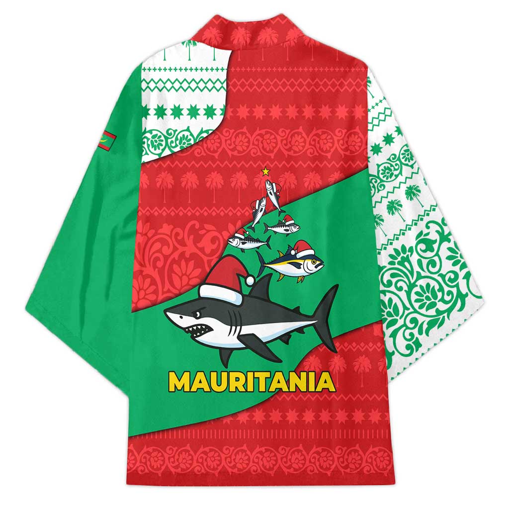 Mauritania Christmas Kimono with Santa Sharks Festive Fish Pattern and Red Green Holiday Design - Wonder Print Shop
