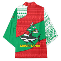 Mauritania Christmas Kimono with Santa Sharks Festive Fish Pattern and Red Green Holiday Design - Wonder Print Shop