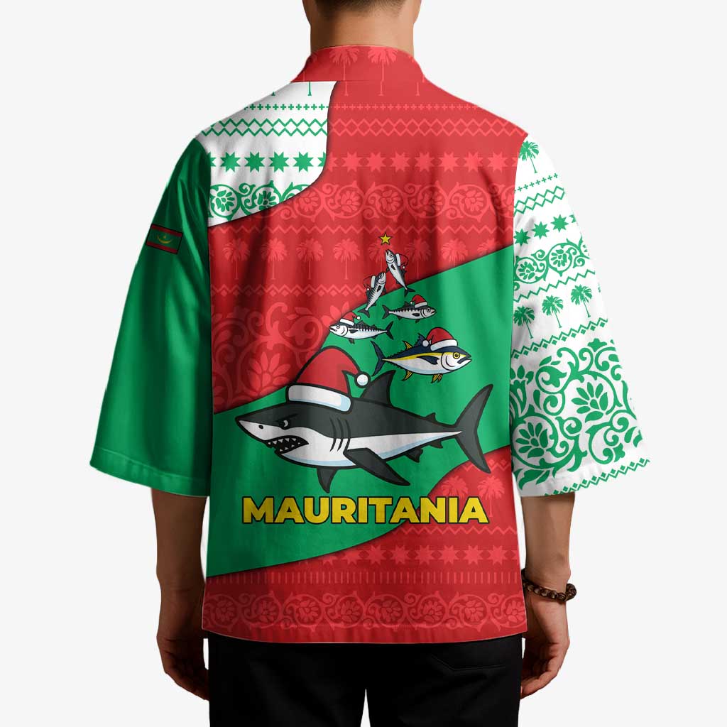 Mauritania Christmas Kimono with Santa Sharks Festive Fish Pattern and Red Green Holiday Design - Wonder Print Shop