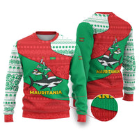 Mauritania Christmas Ugly Christmas Sweater with Santa Sharks Festive Fish Pattern and Red Green Holiday Design - Wonder Print Shop